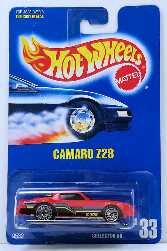 Hot Wheels 1991 - Collector # 033 - Camaro Z28 - Red - Ultra Hots - Unpainted Metal Base