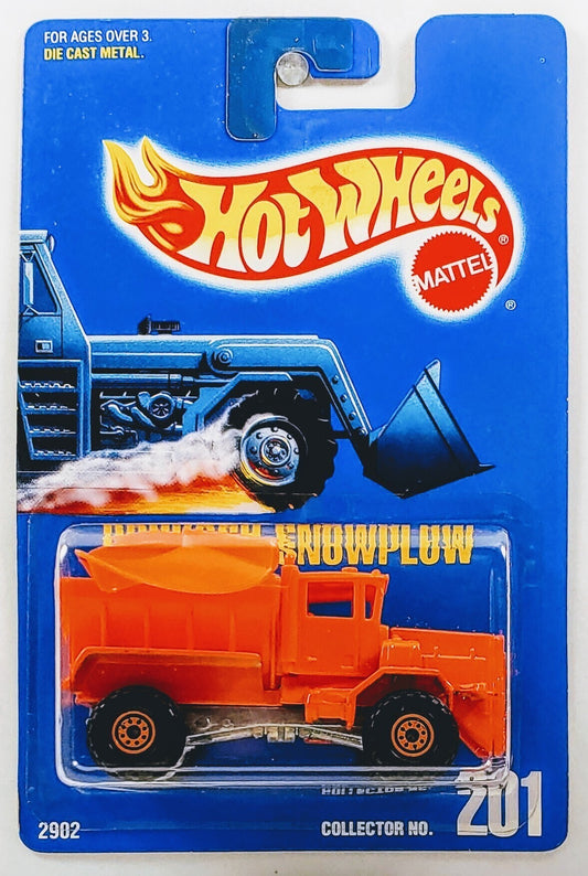 Hot Wheels 1993 - Collector # 201 - Oshkosh Snowplow - Orange - Orange CT Wheels - Plastic Cab - USA