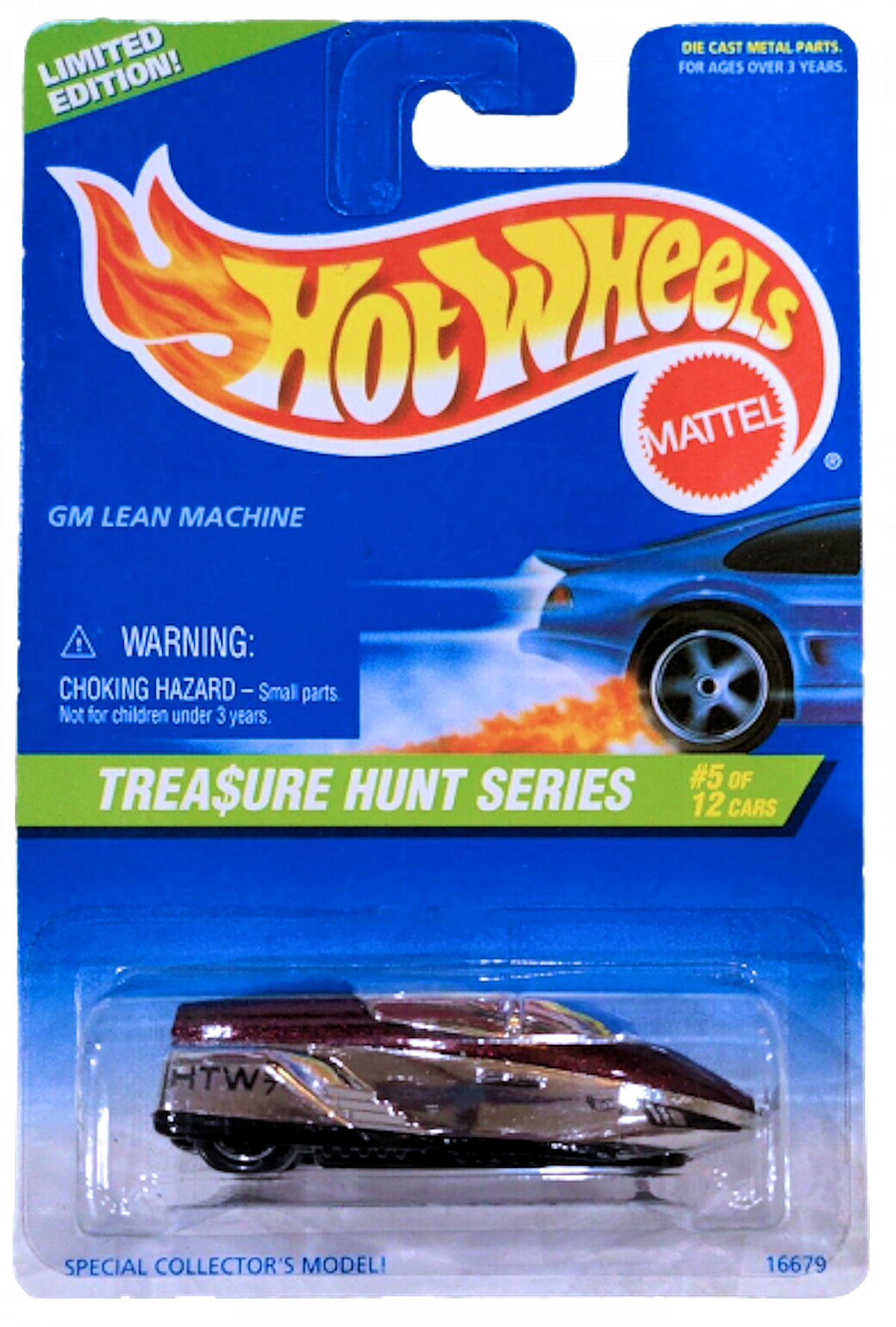 Hot Wheels 1997 - Collector # 582 - Treasure Hunts 5/12 - GM Lean Machine - Dark Red & Chrome - Limited Edition - USA