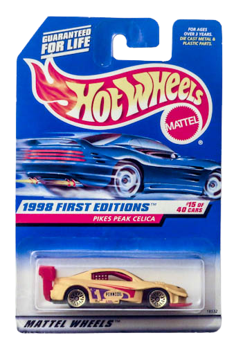 Hot Wheels 1998 - Collector # 652 - First Editions 15/40 - Pikes Peak Celica - Yellow - Purple in Tampos