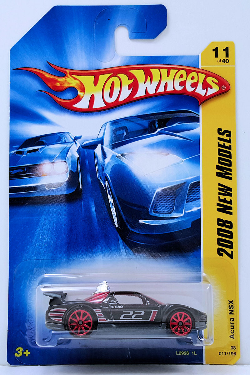 Hot Wheels 2008 - Collector # 011/196 - New Models 11/40 - Acura NSX - Black - Red 10 Spokes - USA