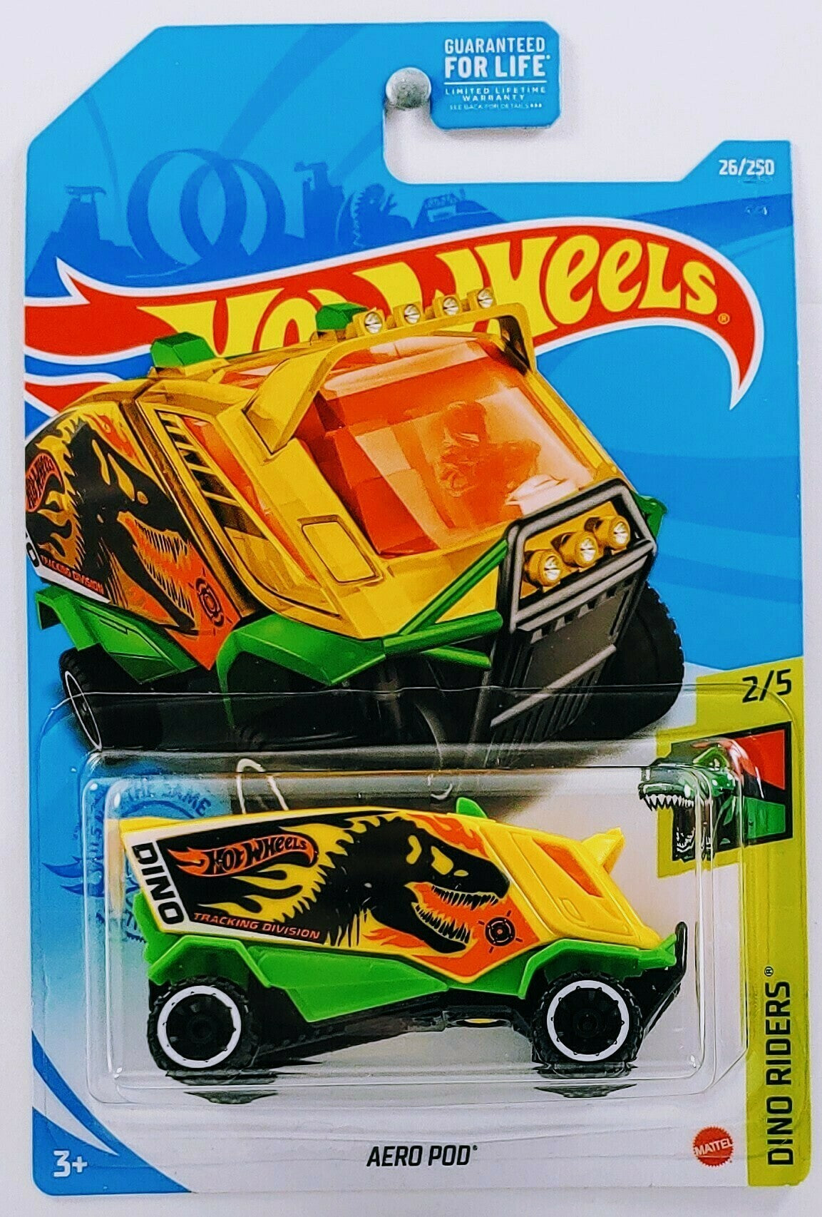 Hot Wheels 2021 - Collector # 026/250 - Dino Riders 2/5 - Aero Pod - Yellow / Dinosaur