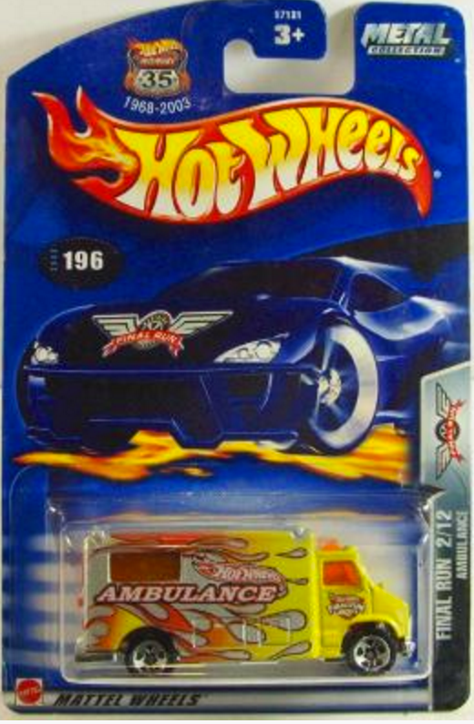 Hot Wheels 2003 - Collector # 196/220 - Final Run 2/12 - Ambulance - Yellow & Silver