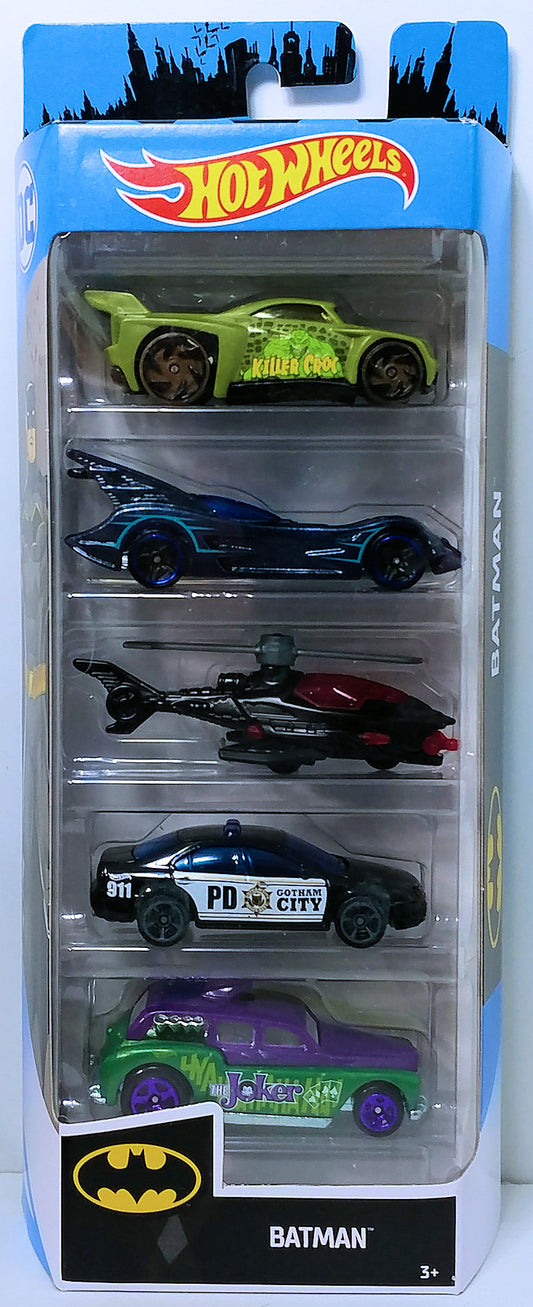 Hot Wheels 2019 - Gift Pack / 5 Pack - Batman - Bassline, Batmobile, Batcopter, Ford Fusion and Cockney Cab II