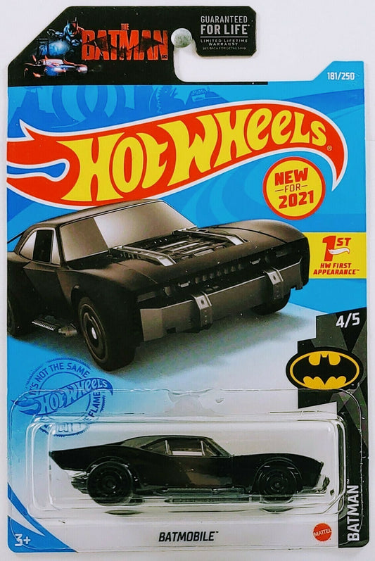 Hot Wheels 2021 - Collector # 181/250 - Batman 4/5 - Batman: Arkham Knight Batmobile - Glossy Black - USA Batman Card