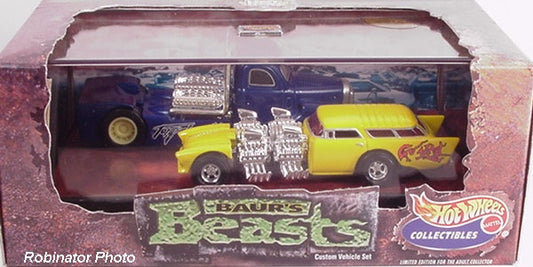 Hot Wheels 1999 - Cool Collectibles / Hot Rod Series - Baur's Beasts - Go Mad & Torqued Off Semi Truck - Acrylic Display Box