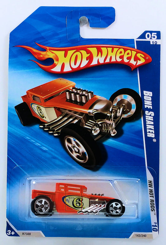 Hot Wheels 2010 - Collector # 143/240 - HW Hot Rods 5/10 - Bone Shaker - Orange - 5 Spokes - USA