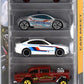 Hot Wheels 2018 - Gift Pack # FKT59 - Car Meet - 1999 Ford Mustang, Mitsubishi Eclipse Concept, BMW M3, '55 Chevy Bel Air Gasser and Subaru Impreza WRX
