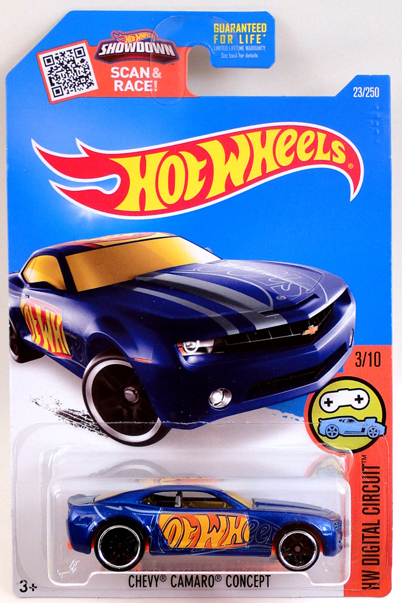 Hot Wheels 2016 - Collector # 023/250 - HW Digital Circuit 3/10 - Chevy Camaro Concept - Blue - USA Card