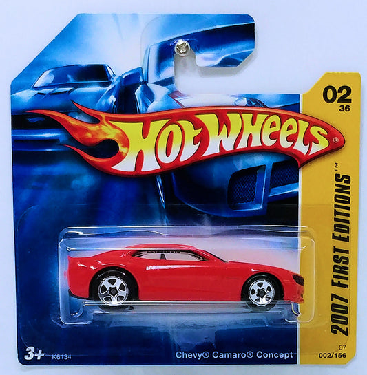 Hot Wheels 2007 - Collector # 002/156 - First Editions 2/36 - Chevy Camaro Concept - Red - 5 Spokes - SC