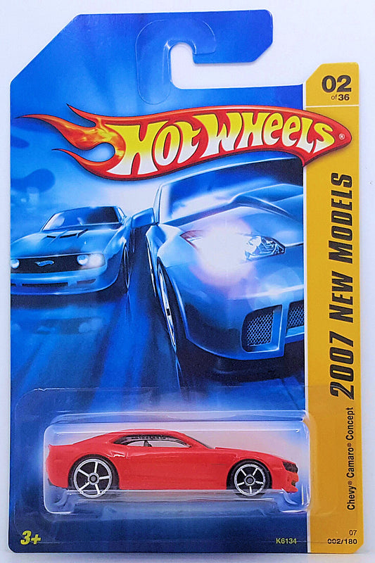 Hot Wheels 2007 - Collector # 002/180 - New Models 2/36 - Chevy Camaro Concept - Red - Black Base - USA