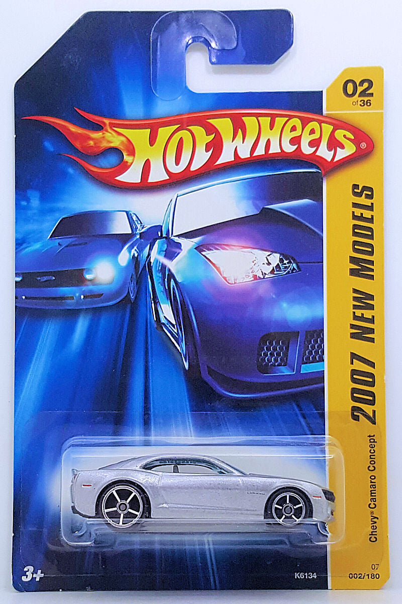 Hot Wheels 2007 - Collector # 002/180 - New Models 2/36 - Chevy Camaro Concept - Silver - Black Base - USA