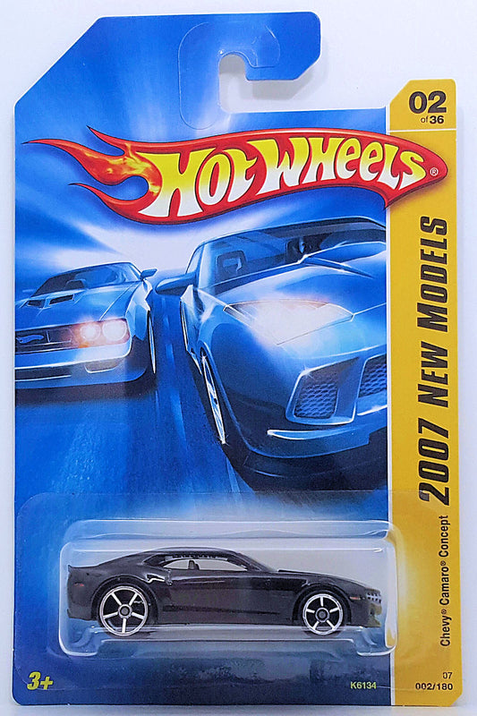 Hot Wheels 2007 - Collector # 002/180 - New Models 2/36 - Chevy Camaro Concept - Black - Black Base - USA