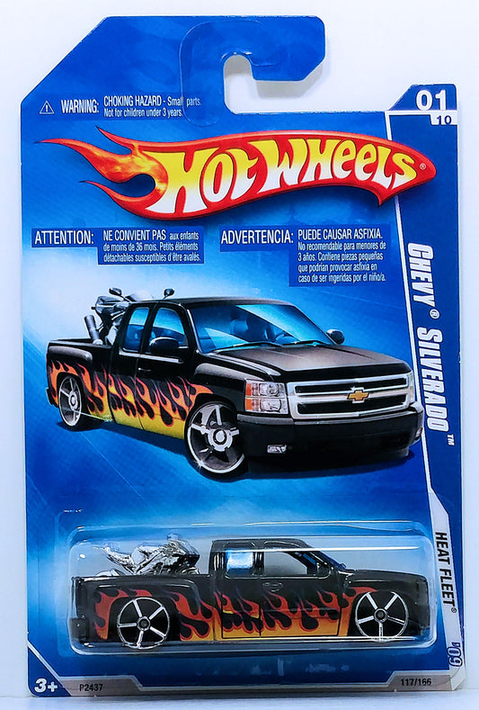 Hot Wheels 2009 - Collector # 117/166 - Heat Fleet 01/10 - Chevy Silverado - Black - IC
