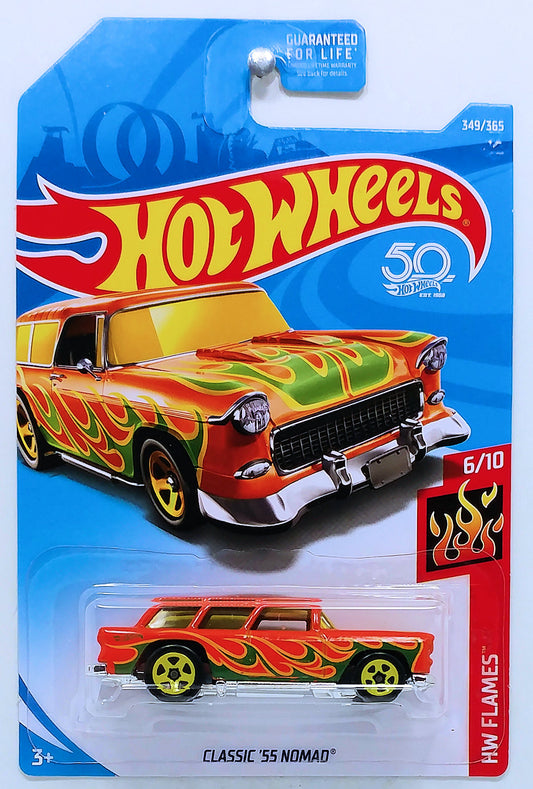 Hot Wheels 2018 - Collector # 349/365 - HW Flames 6/10 - Classic '55 Nomad - Orange
