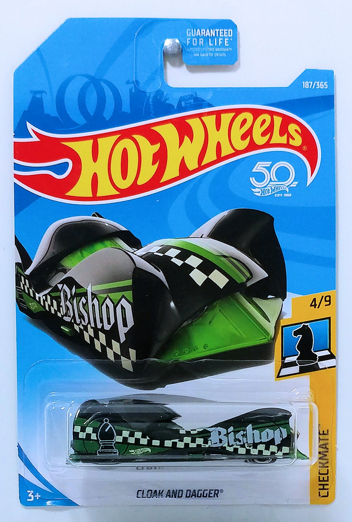 Hot Wheels 2018 - Collector # 187/365 - CheckMate Series 4/9 - Cloak And Dagger - Black - 50th Card