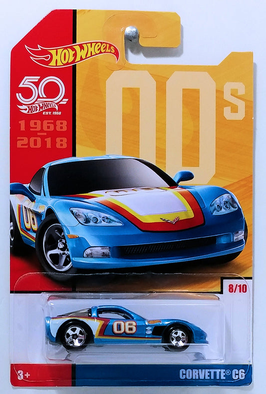 Hot Wheels 2018 - 50th Anniversary / Throwback Collection 08/10 - Corvette C6 - Blue  - Target Exclusive