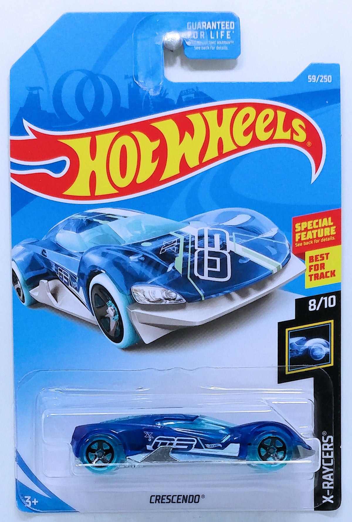 Hot Wheels 2019 - Collector #  059/250 - X-Raycers 8/10 - Crescendo - Blue - USA Card