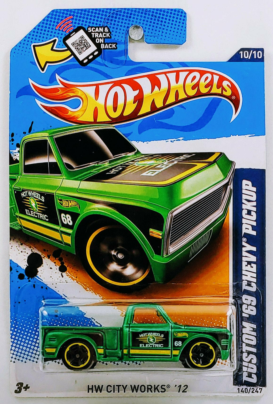 Hot Wheels 2012 - Collector # 140/247 - HW City Works 10/10 - Custom '69 Chevy Pickup - Satin Green - USA