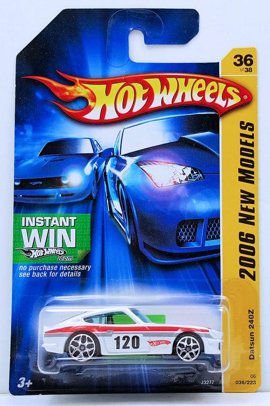 Hot Wheels 2006 - Collector # 036/223 - New Models 36/38 - Datsun 240Z - White - Y5 Wheels - USA '07 WIN Card