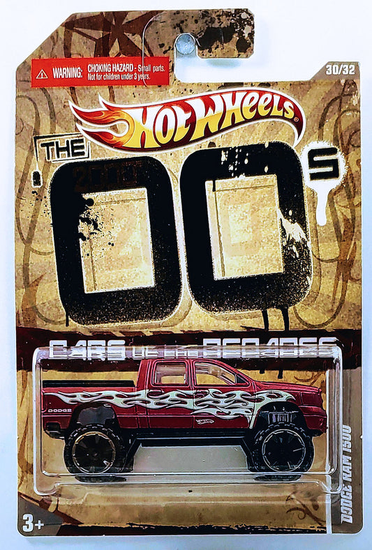Hot Wheels 2011 - Cars of the Decades 30/32 - The '00s - Dodge Ram 1500 - Satin Red with Flames - OR6SP - Walmart Exclusive