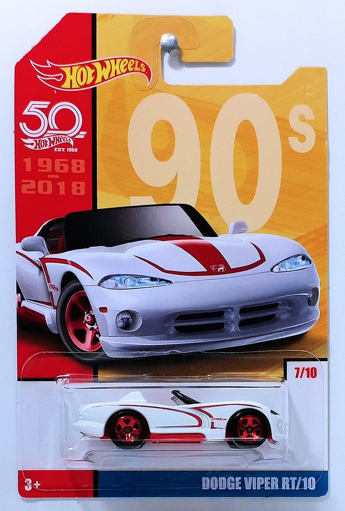 Hot Wheels 2018 - 50th Anniversary / Throwback Collection 07/10 - Dodge Viper RT/10 - White - Target Exclusive