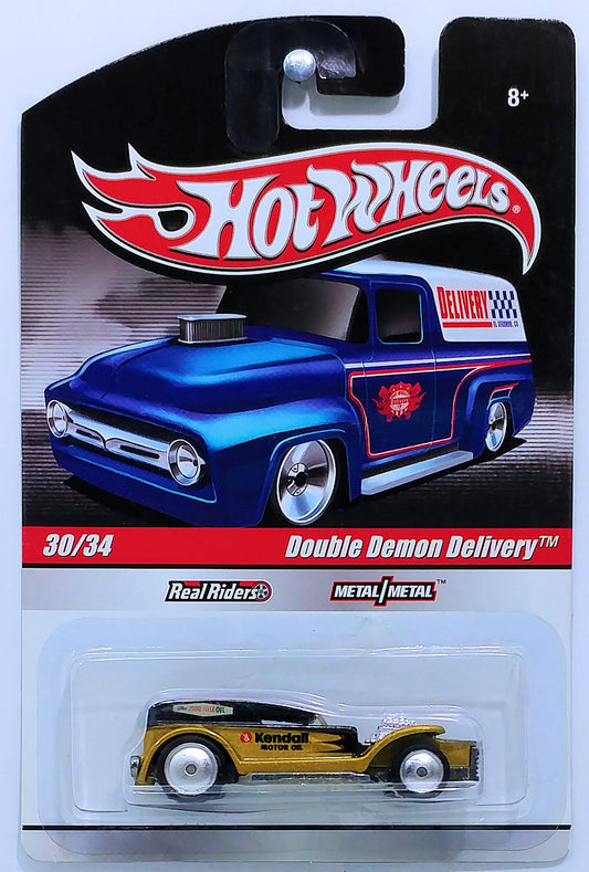 Hot Wheels 2010 - Delivery / Slick Rides 30/34 - Double Demon Delivery - Metallic Gold & Black - Metal/Metal & Real Riders