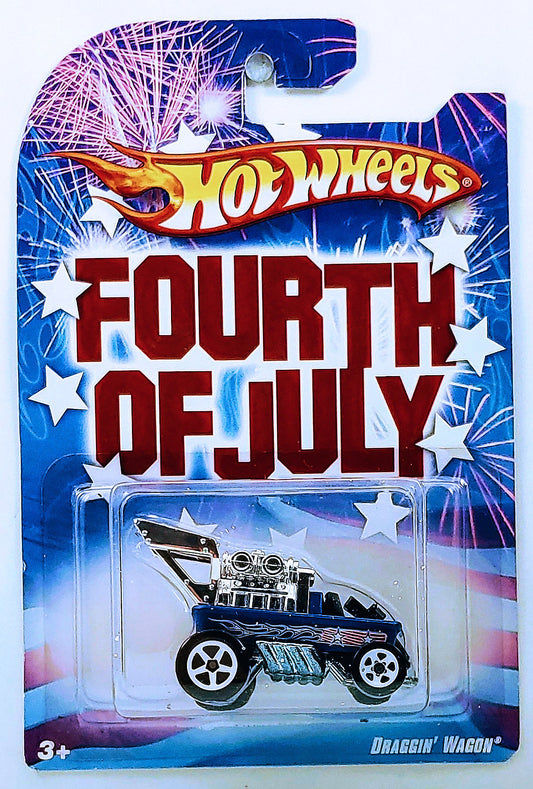 Hot Wheels 2008 - Fourth of July - Draggin' Wagon - Blue - White 5 Spokes - Kroger Exclusive