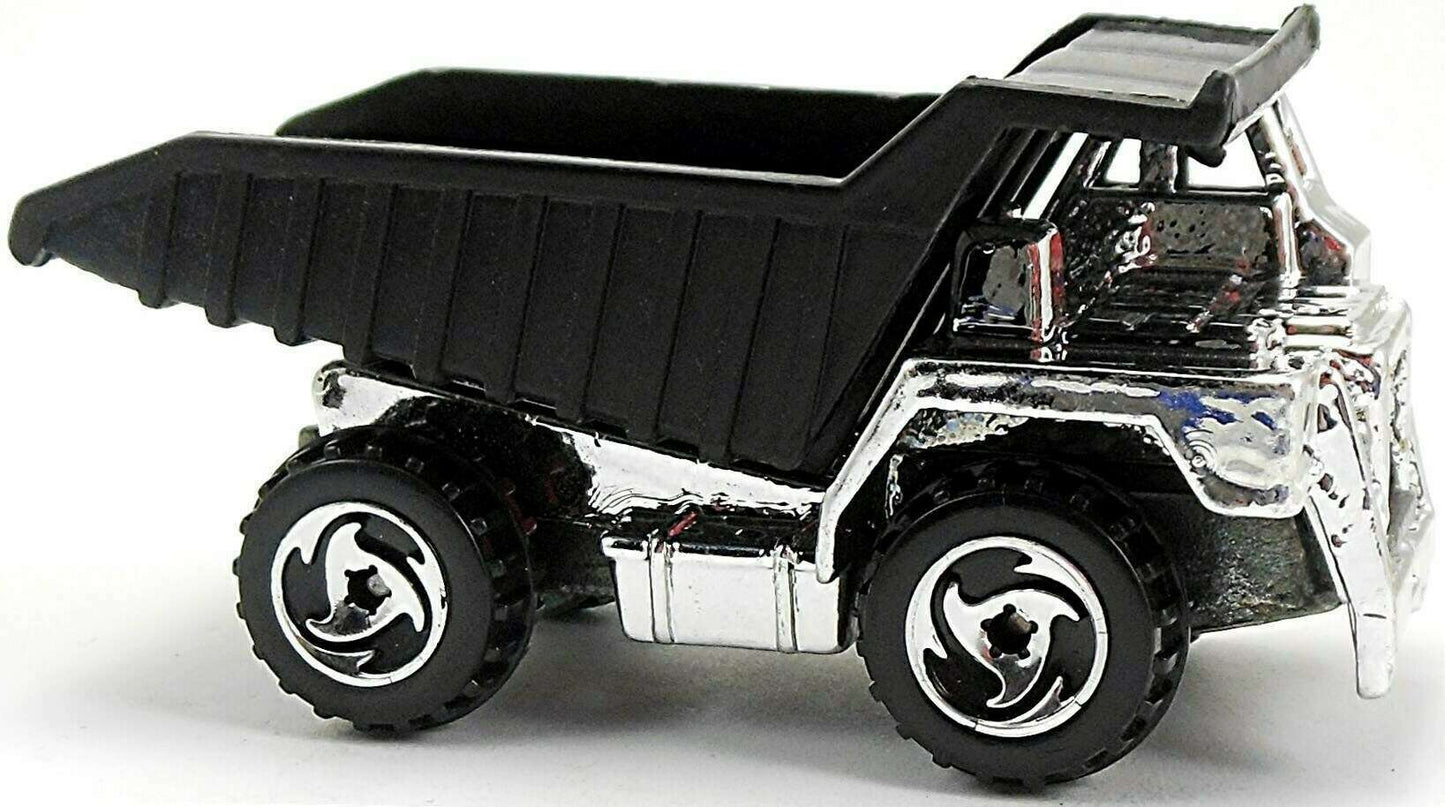 Hot Wheels 1996 - Collector # 420 - Silver Series II 1/4 - Dump Truck - Chrome with Black Plastic Bed - Sawblade Off-Road