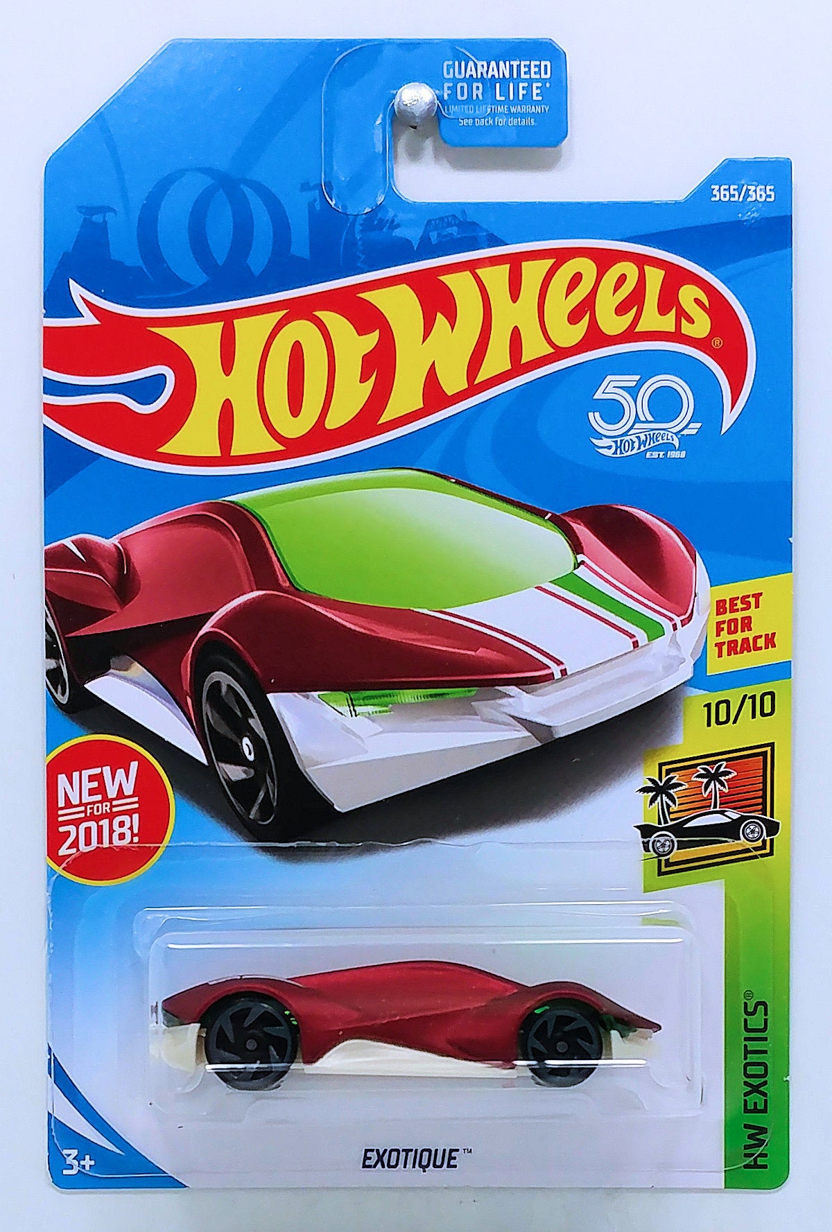 Hot Wheels 2018 - Collector # 365/365 - HW Exotics 10/10 - Exotique - Satin Red  - 50th