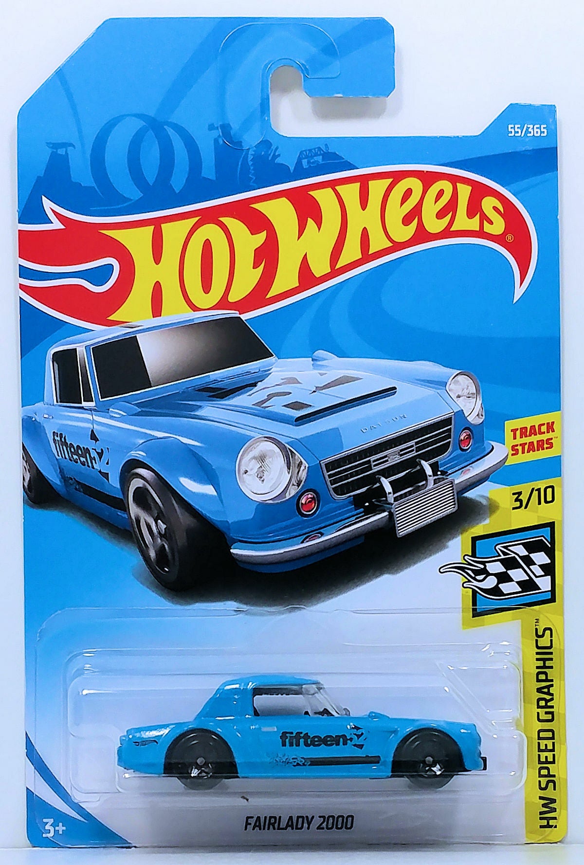 Hot Wheels 2018 - Collector # 055/365 - HW Speed Graphics 3/10 - Fairlady 2000 - Blue - International Long Card