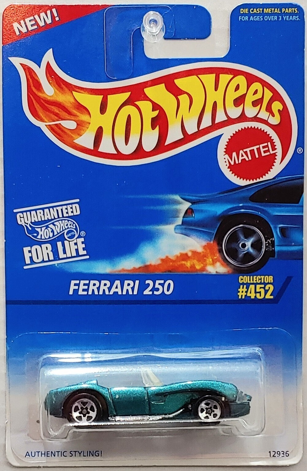 Hot Wheels 1996 - Collector # 452 - Ferrari 250 - Metallic Green - 5 Spokes