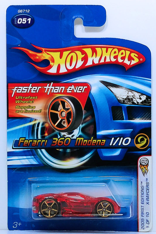 Hot Wheels 2005 - Collector # 051/183 - First Editions / X-Raycers 1/10 - Ferrari 360 Modena - Transparent Red - Faster Than Ever