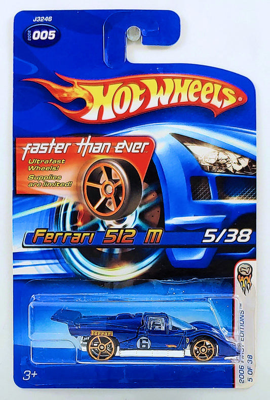 Hot Wheels 2006 - Collector # 005/223 - First Editions 5/38 - Ferrari 512 M - Blue - Faster Than Ever Wheels - USA