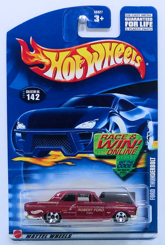 Hot Wheels 2002 - Collector # 142/240 - Ford Thunderbolt - Red - 5 Spokes - USA 'Race and Win'