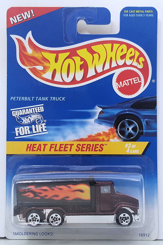 Hot Wheels 1997 - Collector # 539 - Heat Fleet Series 3/4 - Peterbilt Tanker Truck - Dark Red Metallic - 5 Spokes