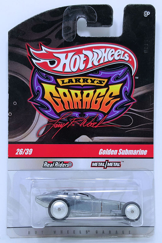 Hot Wheels 2010 - Larry's Garage 26/39 - Golden Submarine - ZAMAC - Metal/Metal & Real Riders - "SIGNED" - Larry's Initials on Base