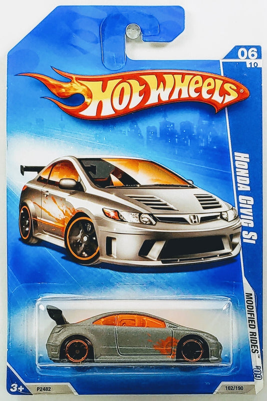 Hot Wheels 2009 - Collector # 162/190 - Modified Rides 06/10 - Honda Civic Si - Satin Gray - Tampo ERROR / Most of the Splash is missing on the Side