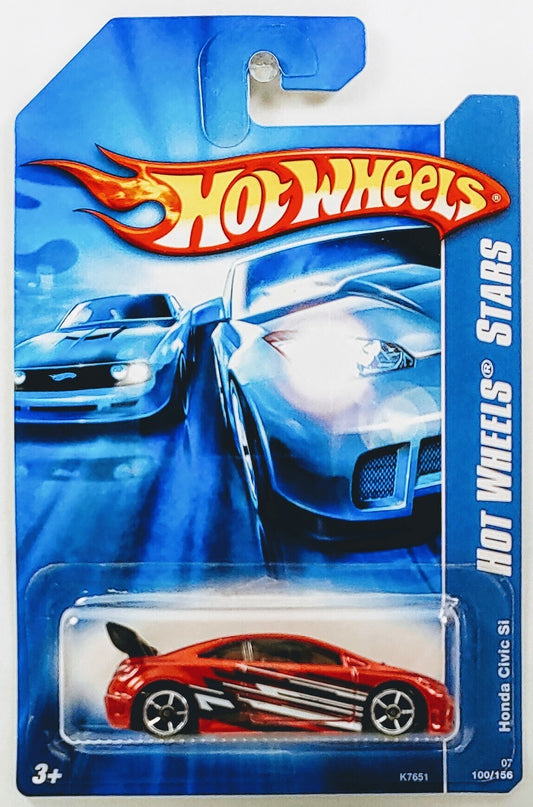 Hot Wheels 2007 - Collector # 100/156 - Hot Wheels Stars - Honda Civic Si - Red - OH5SP Wheels - IC