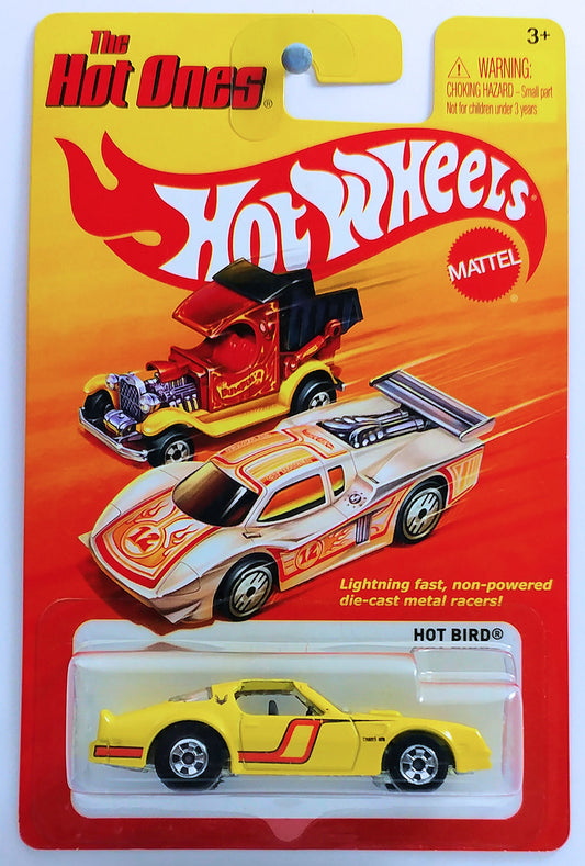 Hot Wheels 2012 - The Hot Ones - Hot Bird (Pontiac Firebird) - Yellow - Basic Wheels - Metal Base - Lightning Fast Metal Racers