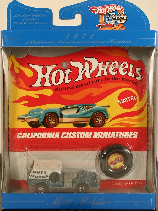 Hot Wheels 1998 - Authentic Commemorative Replica / 30th Anniversary Series 1971 - Mutt Mobile - Blue - Redlines Wheels