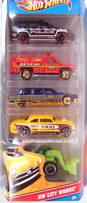 Hot Wheels 2011 - Gift Pack / 5 Pack - '07 Chevy Tahoe, Rescue Ranger, Limozeen, Shoe Box, Wheel Loader