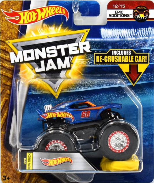Hot Wheels 2018 - Monster Jam - Epic Additions 12/15 - New Trucks! - Hot Wheels - Blue - Includes Re-Crushable Car!