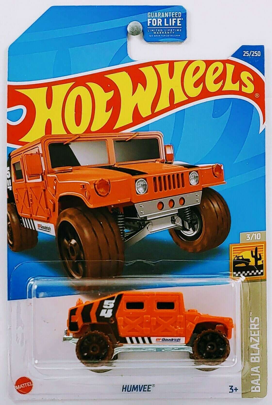 Hot Wheels 2022 - Collector # 025/250 - Baja Blazers 3/10 - Humvee - Dark Orange - USA