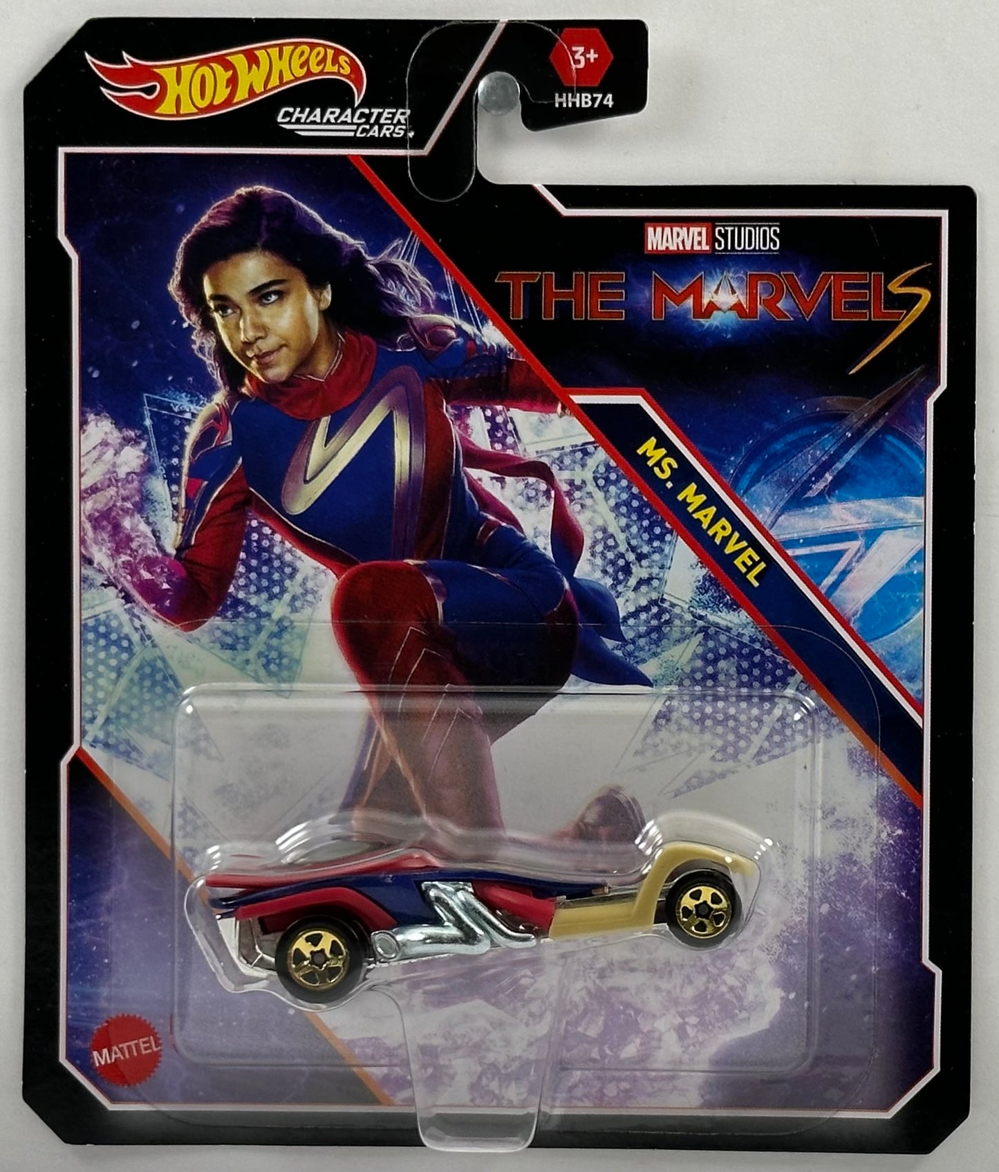 Hot Wheels 2023 - Character Cars / Marvel Studios / The Marvels - Ms. Marvel - Blue, Red & Tan