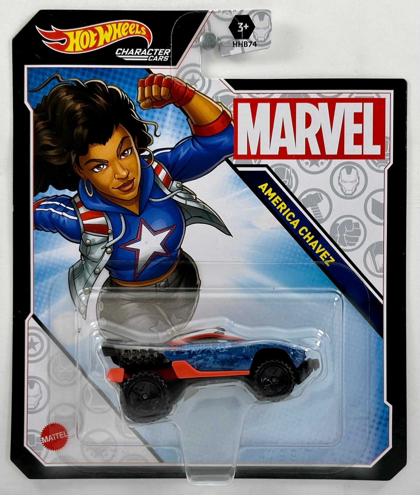 Hot Wheels 2023 - Character Cars / Marvel / America Chavez - Red, White & Blue / White Star Hood