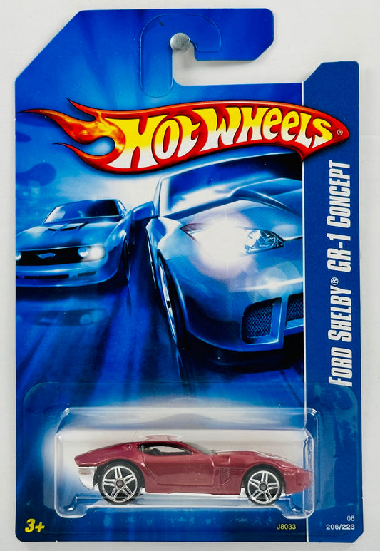 Hot Wheels 2006 - Collector # 206/223 - All Stars - Ford Shelby GR-1 Concept - Maroon - USA '07 Card