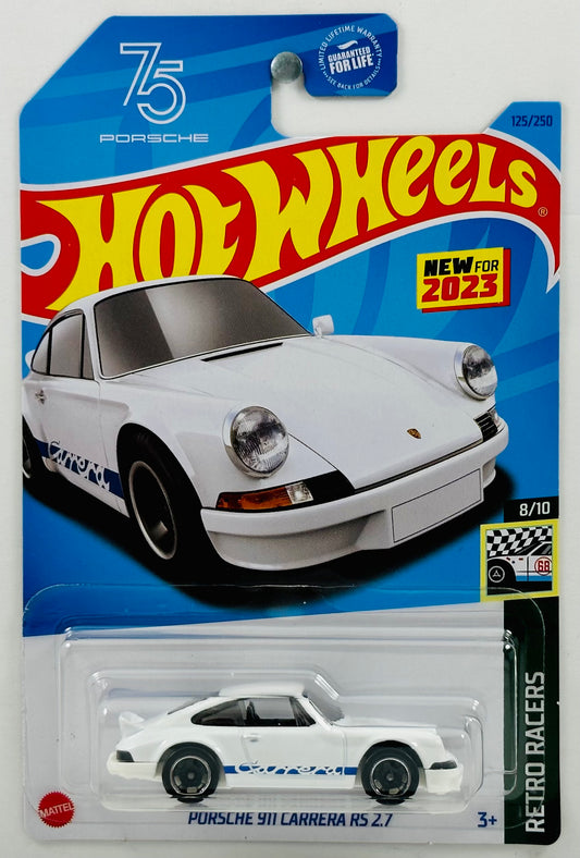 Hot Wheels 2023 - Collector # 125/250 - Retro Racers 08/10 - New Models - Porsche 911 Carrera RS 2.7 - White - USA