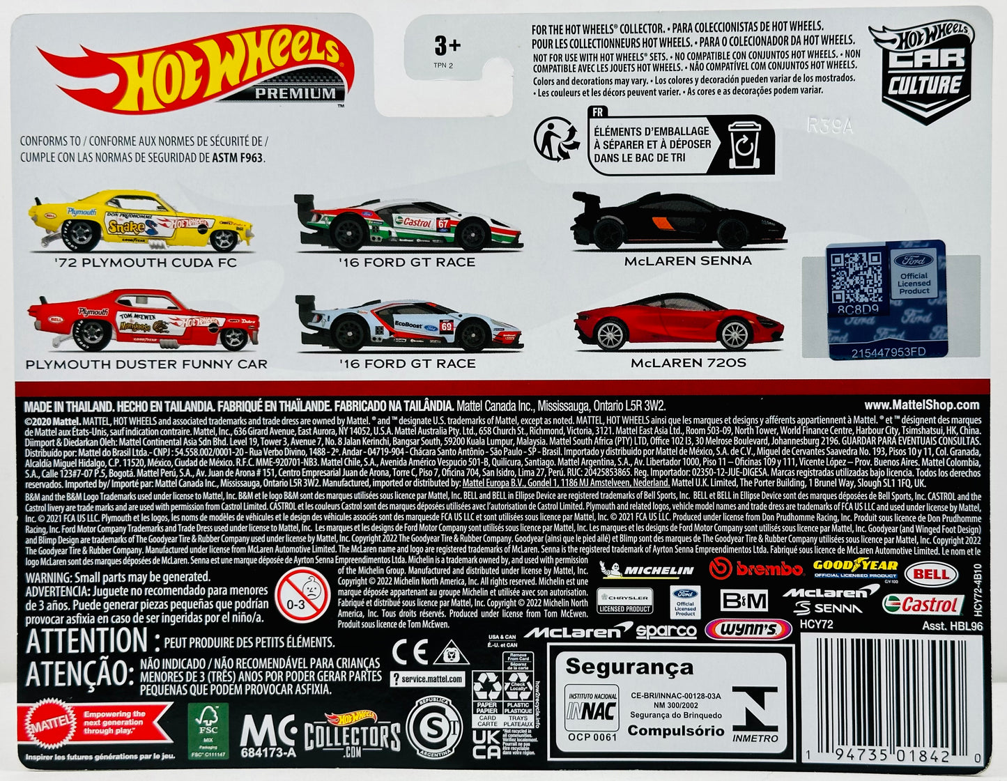 Hot Wheels 2022 - Premium / Car Culture - Ford GT Theme 2 Pack - '16 Ford GT Race X2 - White & Light Blue - Metal/Metal & Real Riders - Ford Offical Licensed Product - Target Exclusive