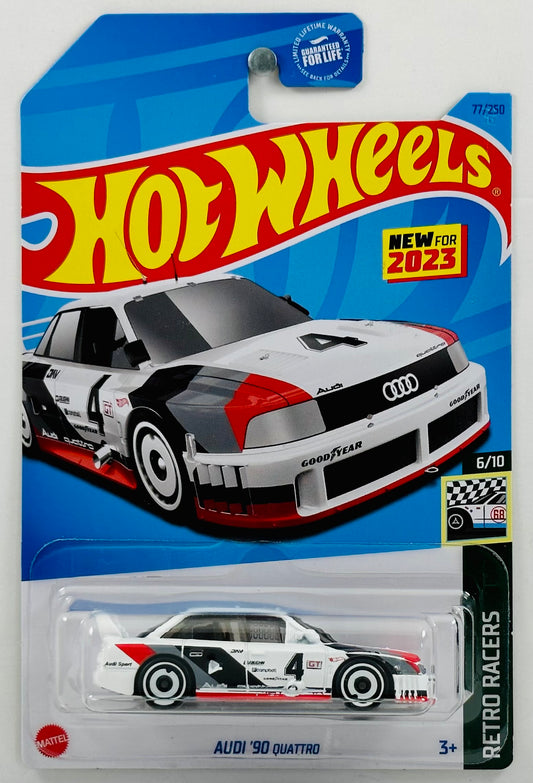 Hot Wheels 2023 - Collector # 077/250 - Retro Racers 06/10 - New Models - Audi '90 Quattro - White - USA